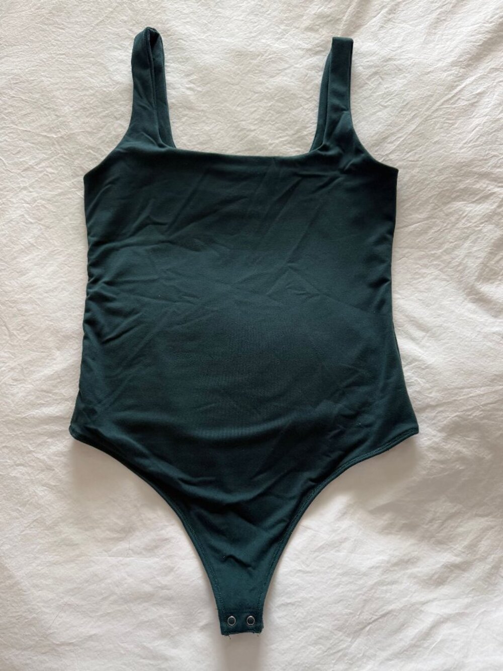 Abercrombie & Fitch Soft A&F Collection Forest Green Square Neck Tank Bodysuit —